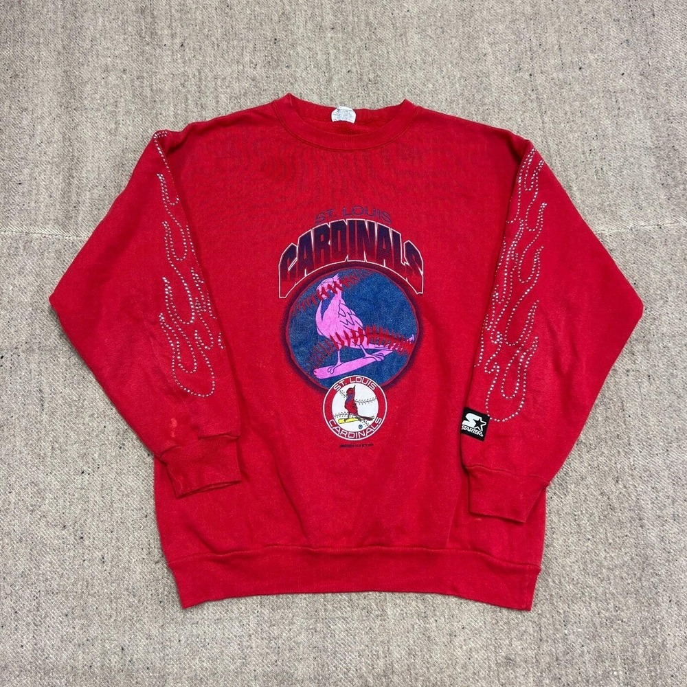 Vintage St Louis Cardinals Sweatshirt Small Red 1990s MLB Rhinestones
